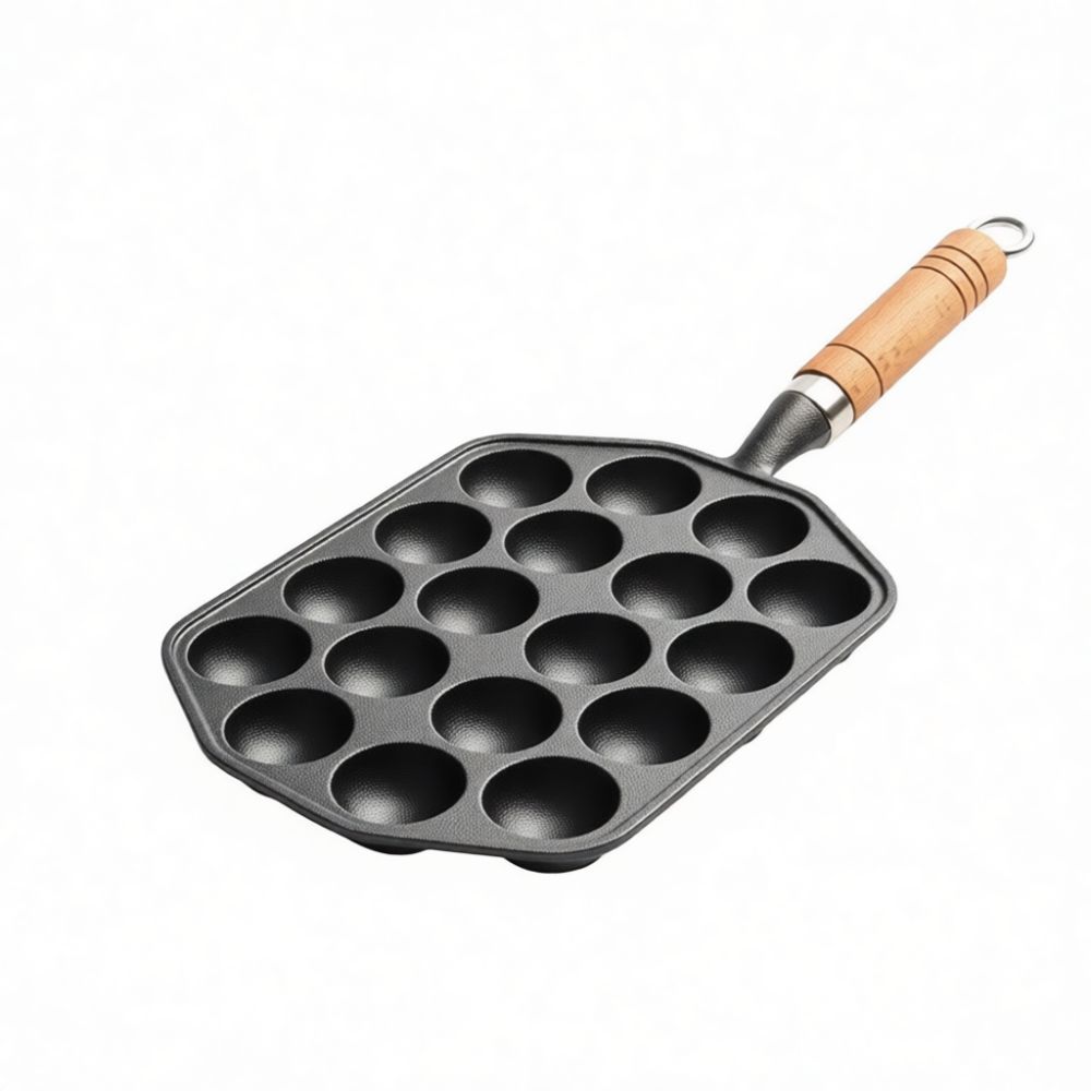 Takoyaki Pan Cast - กระทะทาโกะยากิเหล็กหล่อ เครื่องครัวสำหรับใช้ในบ้าน แม่พิมพ์เคลือบสารกันติด ปลอดภัย สำหรับทำทาโกะยากิญี่ปุ่น และการเตรียมอาหาร