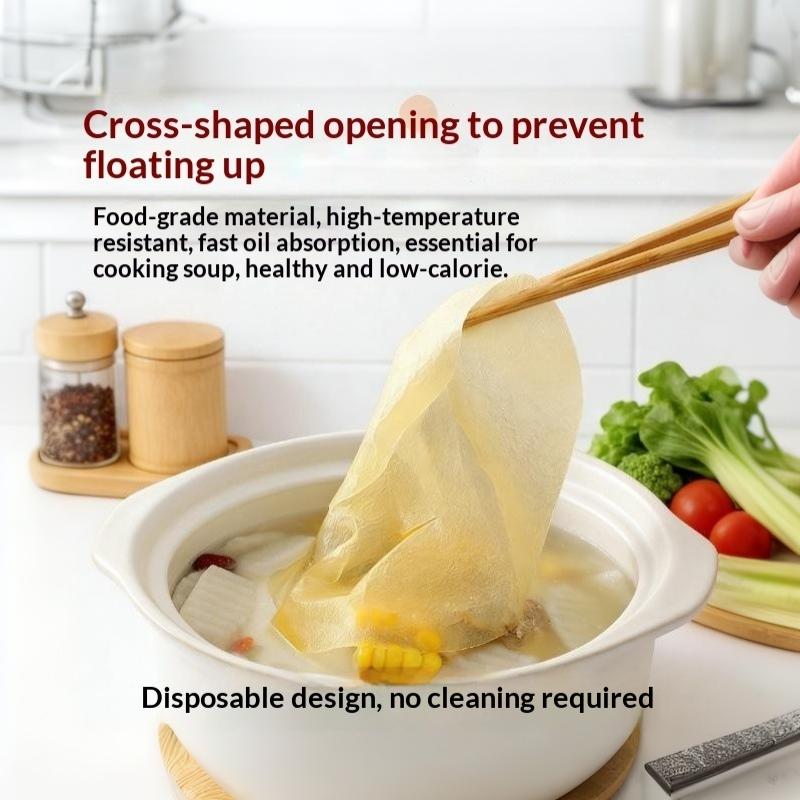 Home Cooking Oil Disposal - แผ่นกรองน้ำมันเกรดอาหาร กระดาษซับน้ำมันแบบใช้แล้วทิ้ง 30/50/100 ชิ้น สำหรับทำอาหารในครัวเรือน ซุป