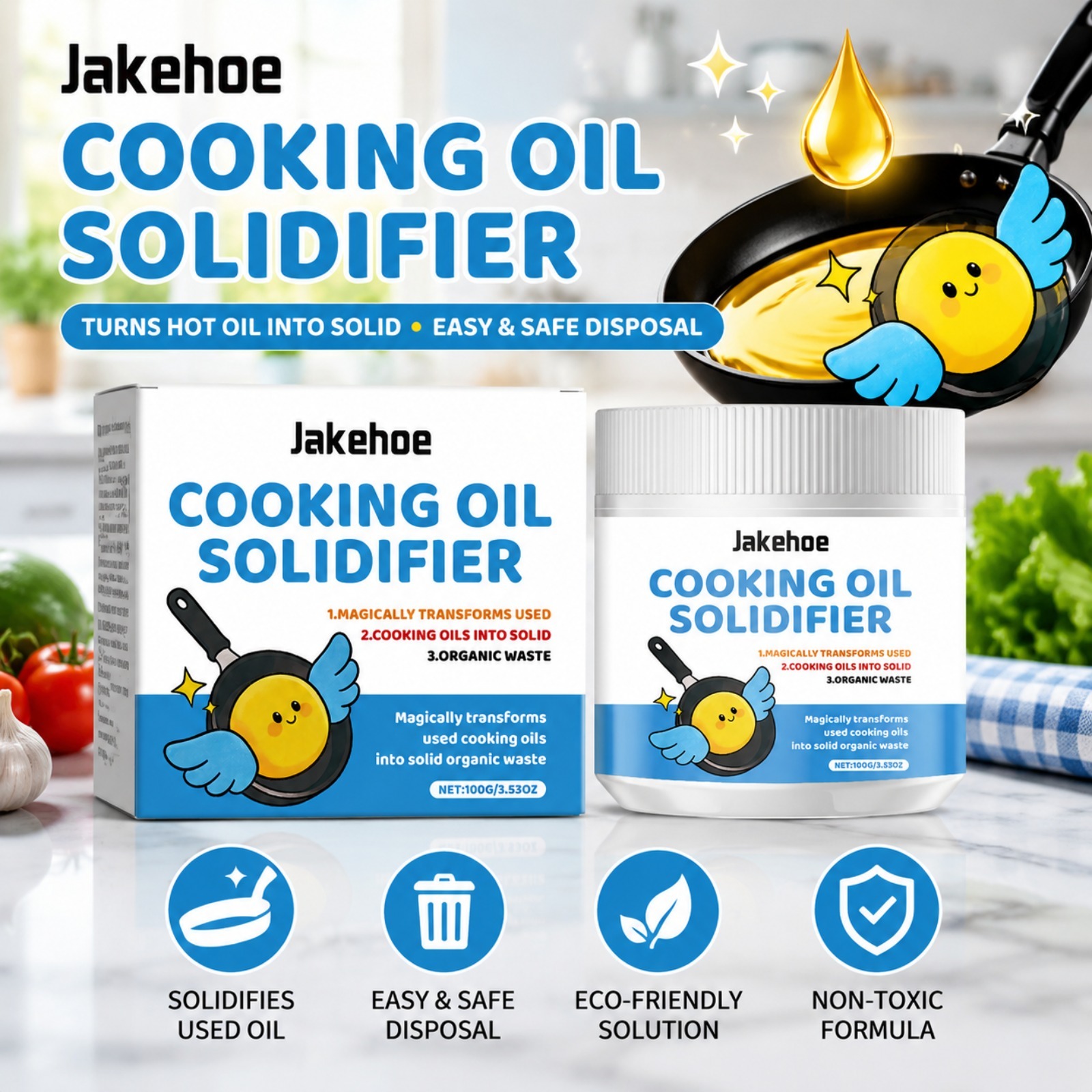 Home Cooking Oil Disposal - ผงทำให้น้ำมันปรุงอาหารแข็งตัว ป้องกันการอุดตันของท่อระบายน้ำ เปลี่ยนน้ำมันทอดที่ใช้แล้วให้เป็นของแข็ง สำหรับกำจัดของเสียในครัวเรือน ร้านอาหาร ทำความสะอาดอย่างเป็นมิตรต่อสิ่งแวดล้อม