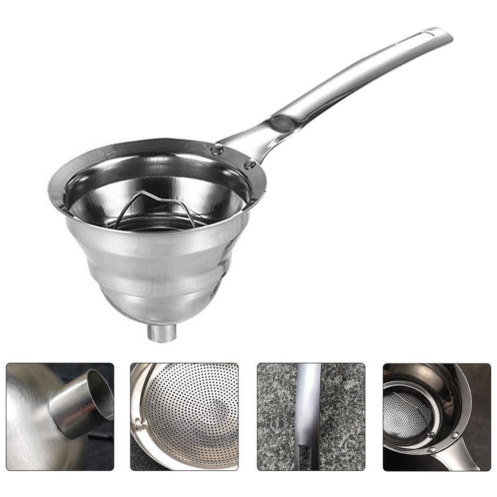 Home Cooking In - 1 ชิ้น ช้อนกรองน้ำมันสเตนเลสสตีล ด้ามยาว กรวยกรองน้ำมัน อุปกรณ์ครัว