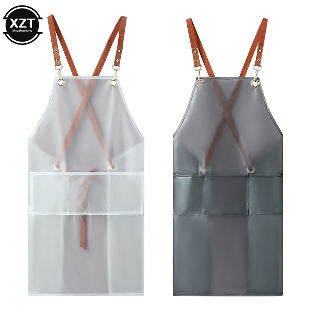 Home Cooking Oil Disposal - ใหม่ผ้ากันเปื้อนกันน้ําและน้ํามันโปร่งใสสายส้อมแฟชั่นเกาหลี Overalls Home KITCHEN ทําอาหารผ้ากันเปื้อน TPU
