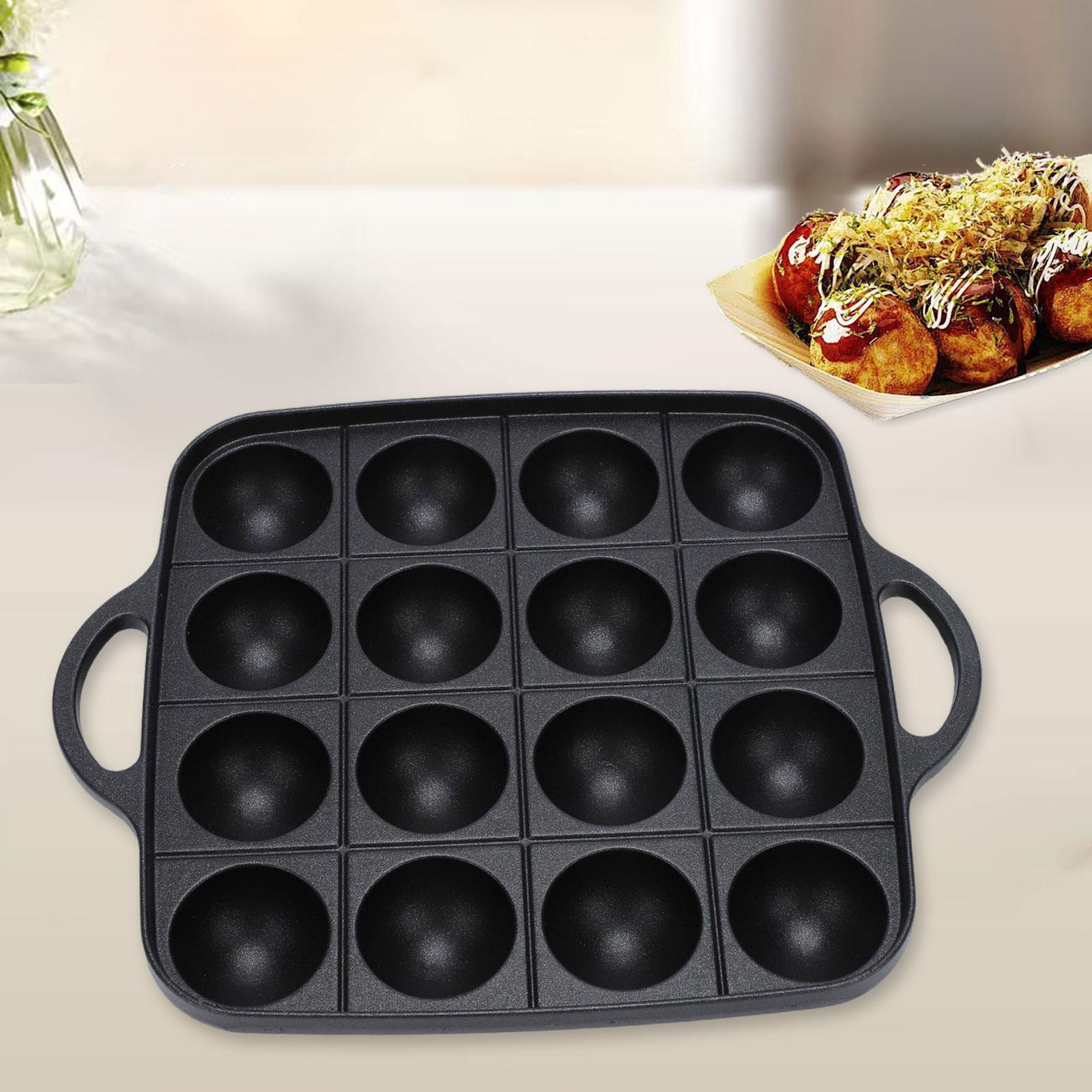 Takoyaki Pan Cast - กระทะทำทาโกะยากิ ทำความสะอาดง่าย 16 หลุม สำหรับทำอาหารในบ้าน นอกบ้าน