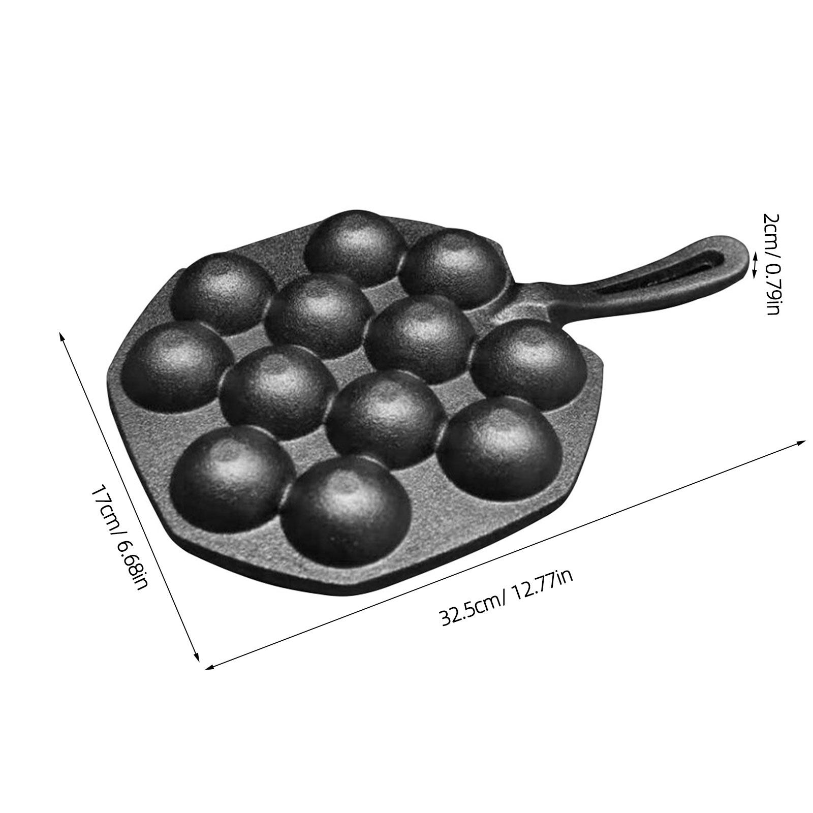 Takoyaki Pan Cast - กระทะทาโกะยากิเหล็กหล่อสำหรับงานหนัก 1 ชิ้น ผิวเคลือบกันติด ฐานแบน กระจายความร้อนได้ทั่วถึง