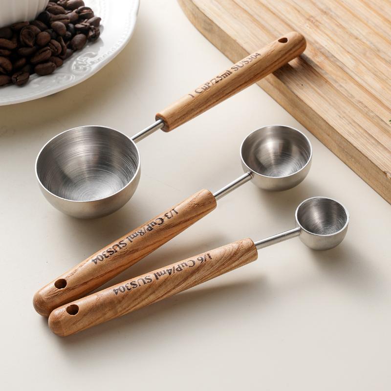 ช้อนตวงสแตนเลสพร้อมด้ามจับไม้ธ - Mom'S Home Cooking บทวิจารณ์และราคา