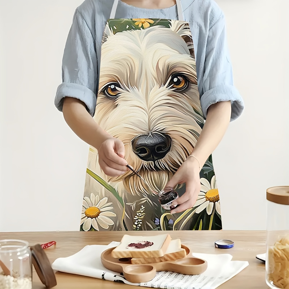 ผ้ากันเปื้อนลายสุนัขสีขาวน่ารั - Mom'S Home Cooking บทวิจารณ์และราคา