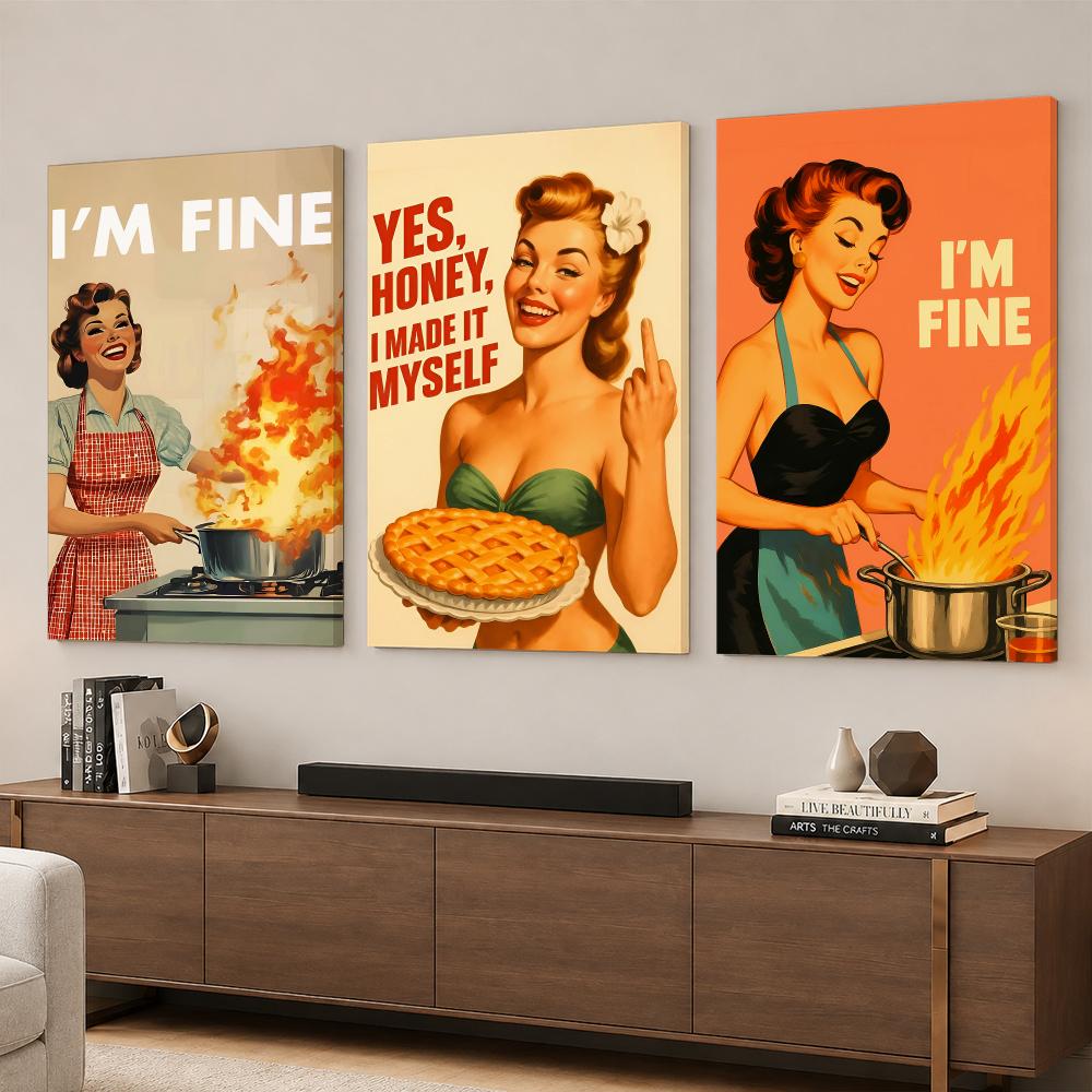 ภาพวาดผู้หญิงทำอาหารสไตล์เรโทร - Home Cooking In บทวิจารณ์และราคา