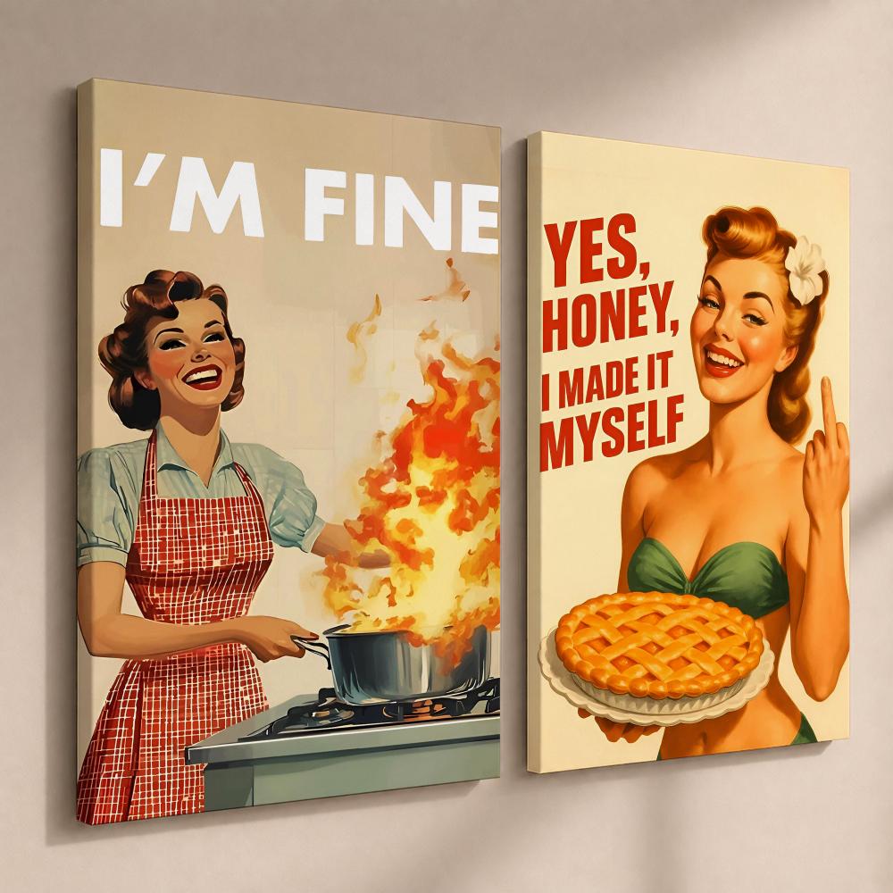 ภาพวาดผู้หญิงทำอาหารสไตล์เรโทร - Home Cooking In บทวิจารณ์และราคา