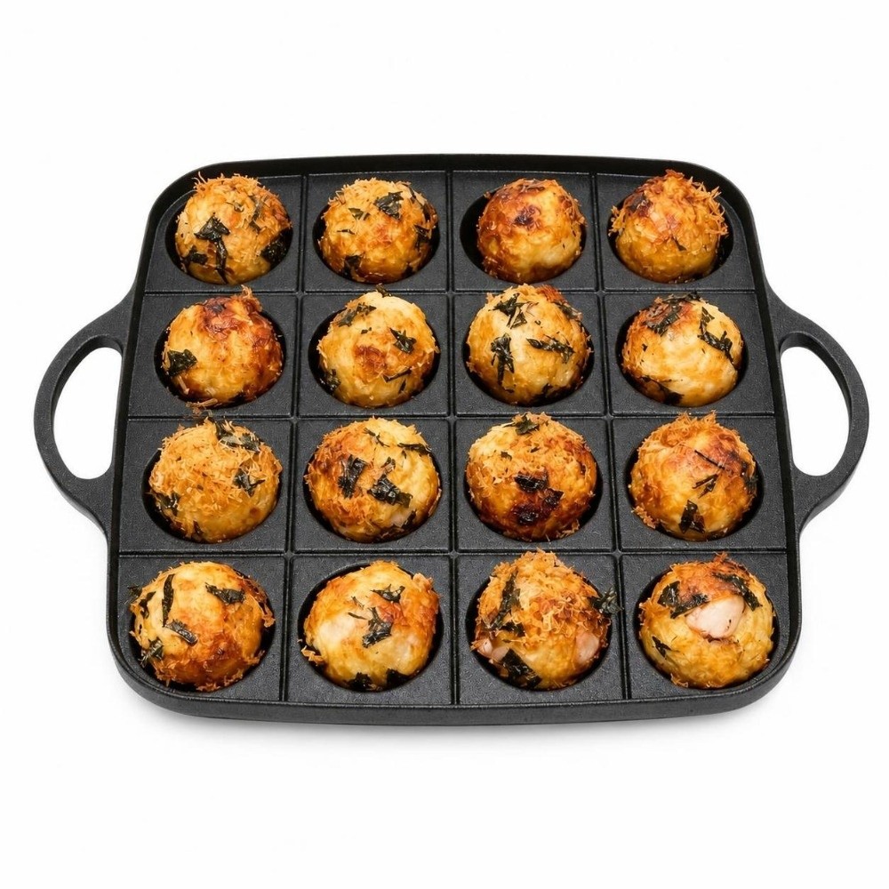 กระทะทาโกะยากิสีดำทนทาน กระทะท - Takoyaki Pan Cast บทวิจารณ์และราคา