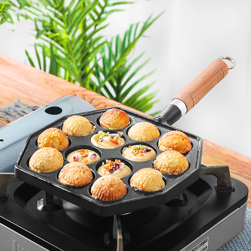 12/14หลุม Takoyaki กระทะไม้ Ha - Takoyaki Pan Cast บทวิจารณ์และราคา